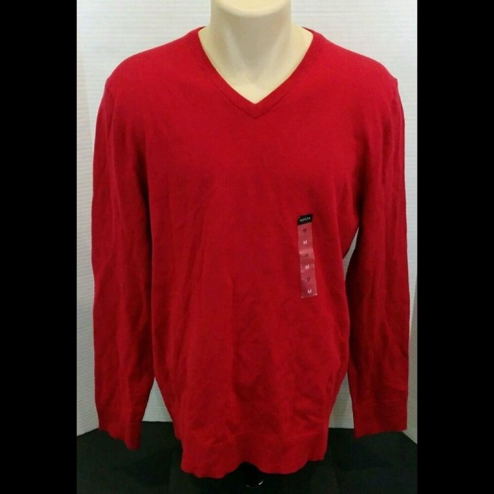 Alfani Sweater Small V-neck Regular Fit Pullover Red Career Workwear